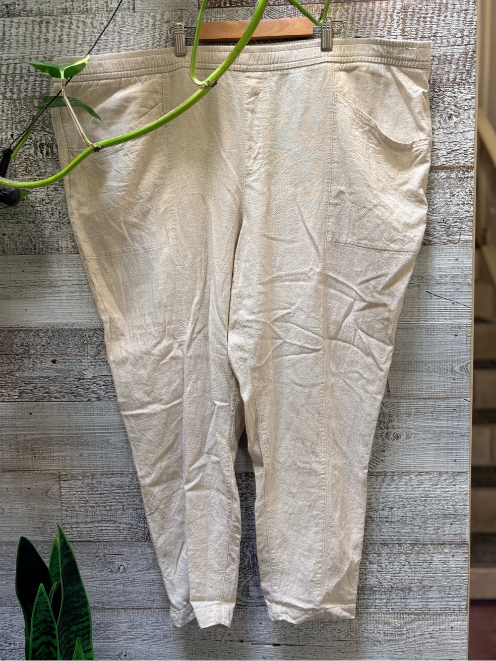 Old Navy | Linen-Blend Drawstring Pull-On Breezy Ankle Pants - 2X, Off-White